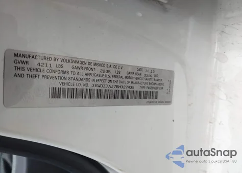 2011 Volkswagen Jetta Se z USA, uszkodzony, nr VIN 3VWDZ7AJ7BM327435